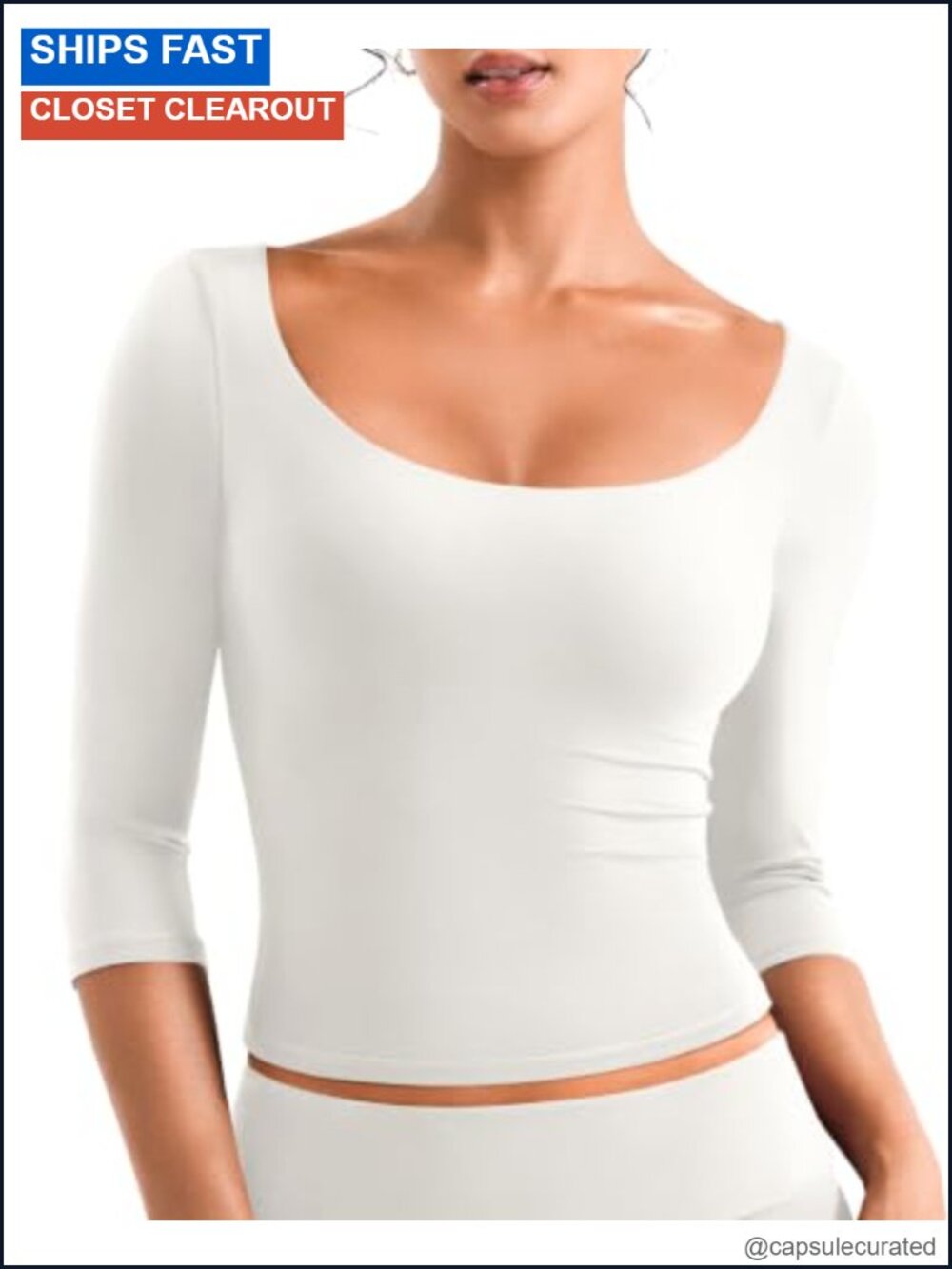 Women's 3/4 Sleeve Shirt Reversible Yoga Top Nylon Spandex